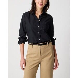 J.CREW Button-Up Cotton Poplin Shirt Signature Fit S Black Long Sleeve B32